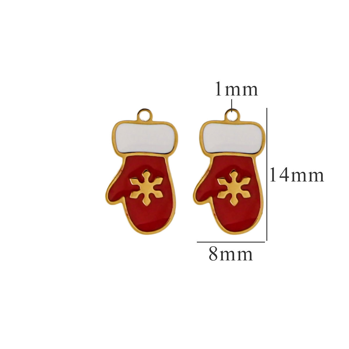 Red / 1 Piece Simple Series Cute Cartoon Gloves Stainless Steel  Gold Color Unisex Pendants Picture5